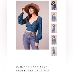 Camille deep teal crossover top Band of Gypsies Band of the Free Bohemian NWT
